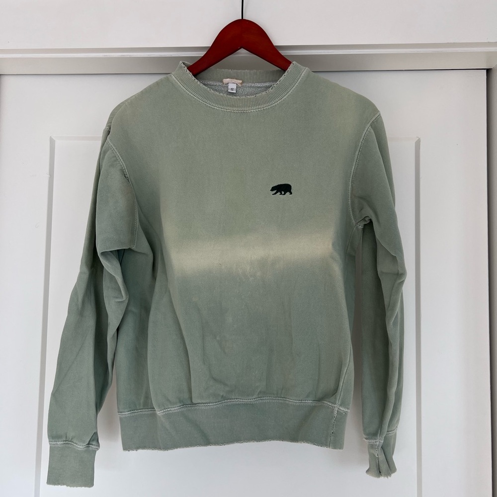 Brandy Melville Green Distressed Faded Crewneck Sweatshirt